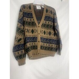 Vtg Florence Tricot Italy Men’s Sweater XL Wool Blend Cardigan  Patterned